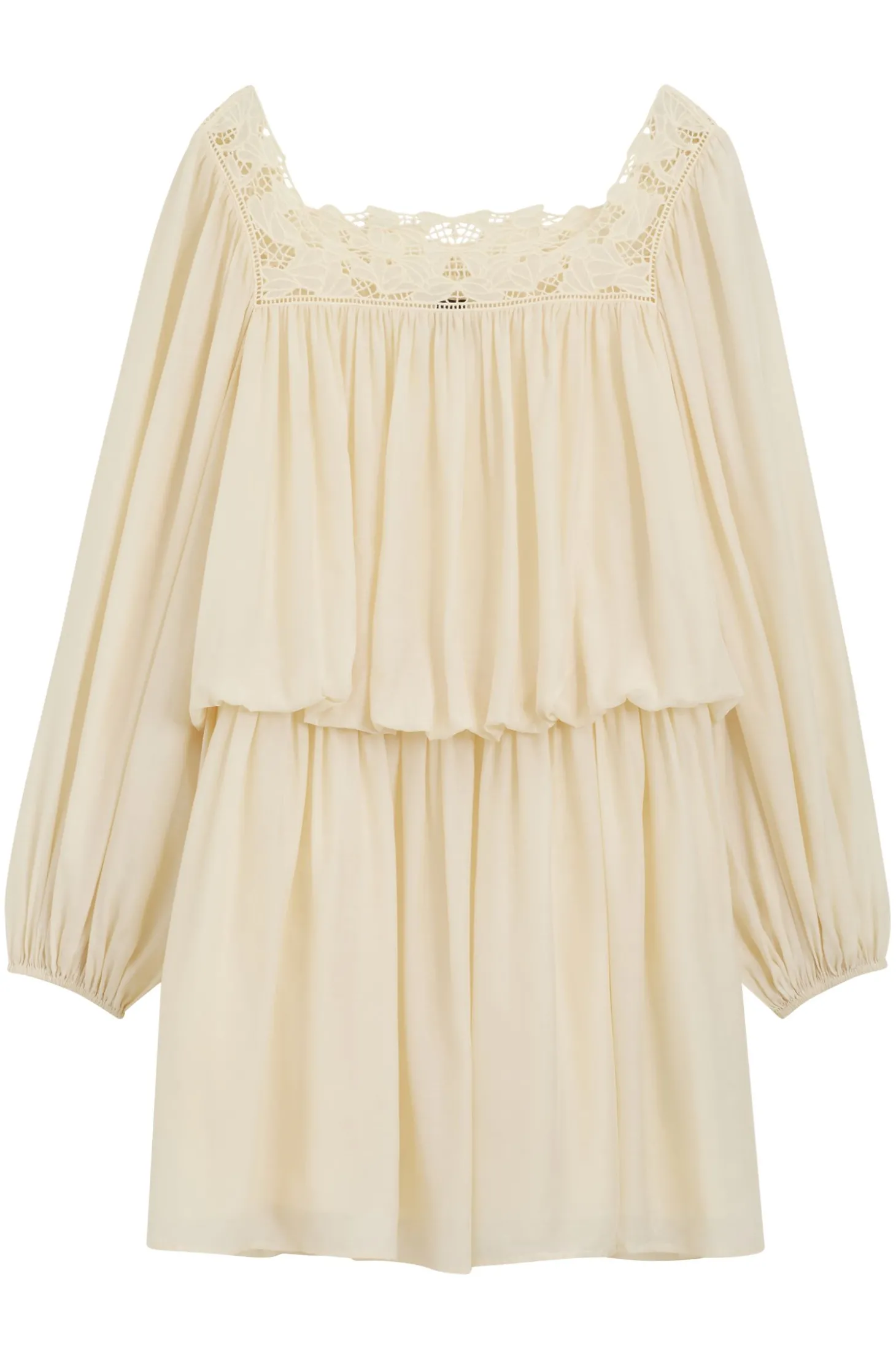 Relaxed-Fit Kleid aus Musselin mit besticktem Ausschnitt