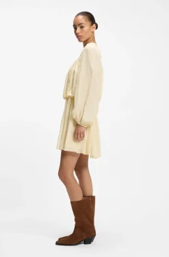 Relaxed-Fit Kleid aus Musselin mit besticktem Ausschnitt