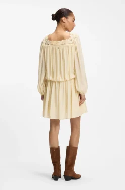 Relaxed-Fit Kleid aus Musselin mit besticktem Ausschnitt