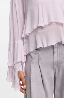 Relaxed-Fit Krepp-Bluse aus Seersucker-Georgette mit Rüschen
