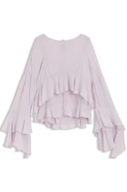 Relaxed-Fit Krepp-Bluse aus Seersucker-Georgette mit Rüschen