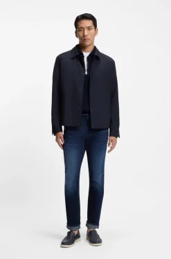 Relaxed-Fit Overshirt aus elastischem Woll-Mix