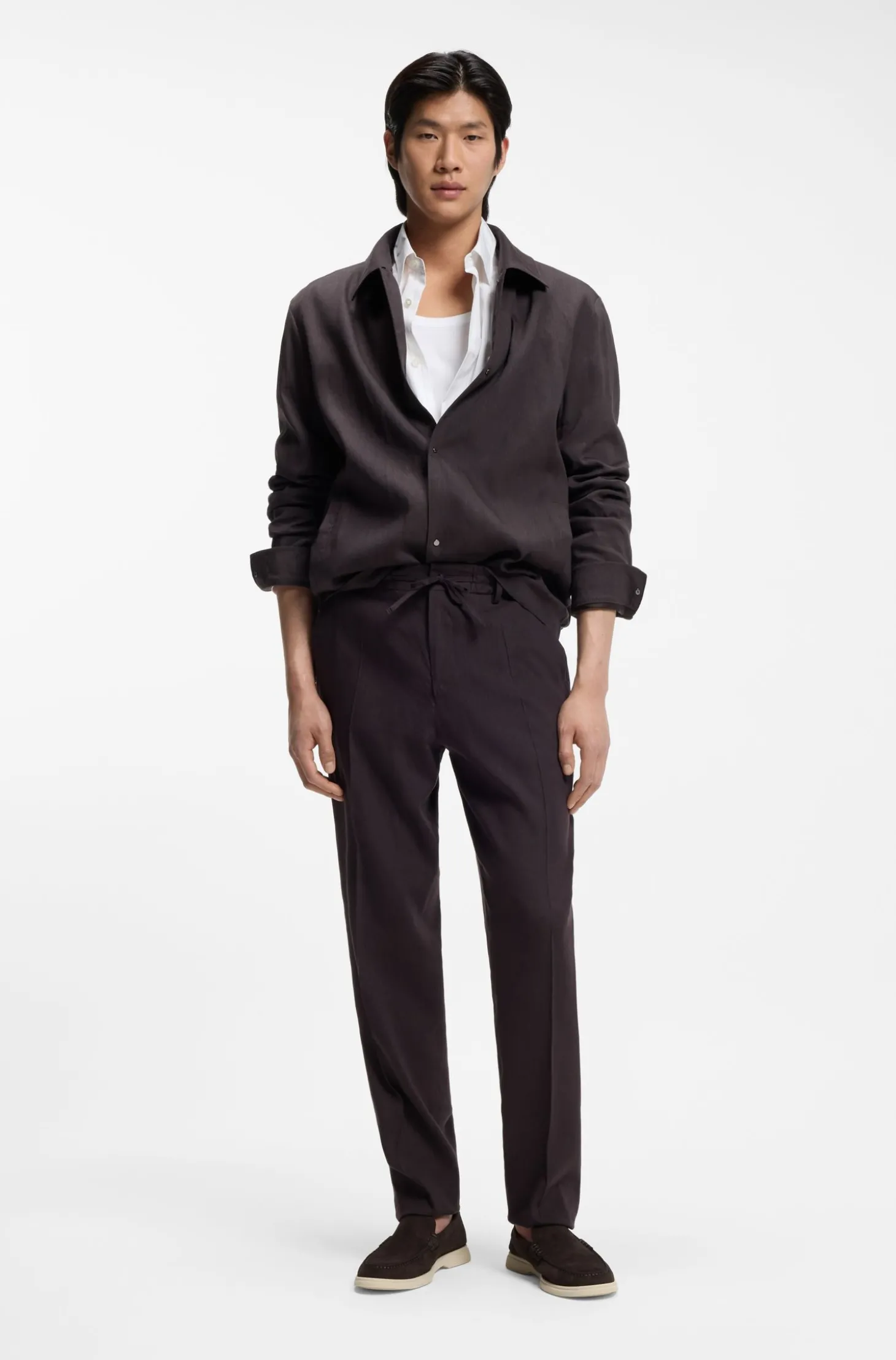 Relaxed-Fit Overshirt aus waschmaschinenfestem Tech-Leinen