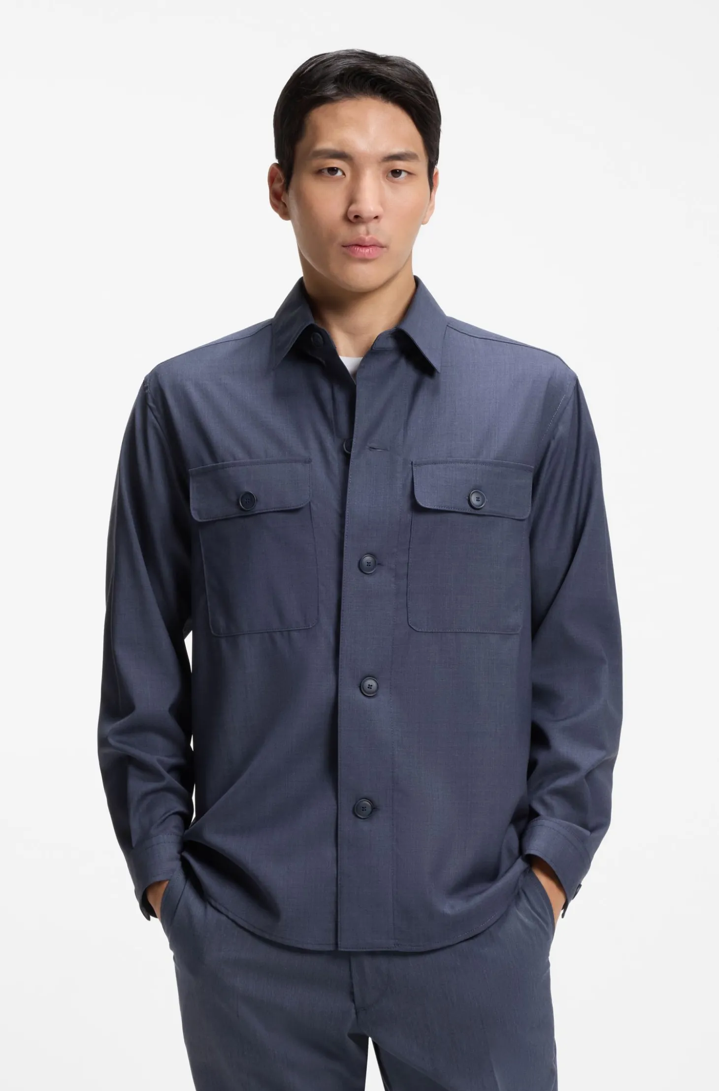 Relaxed-Fit Overshirt aus waschmaschinenfester AirWool