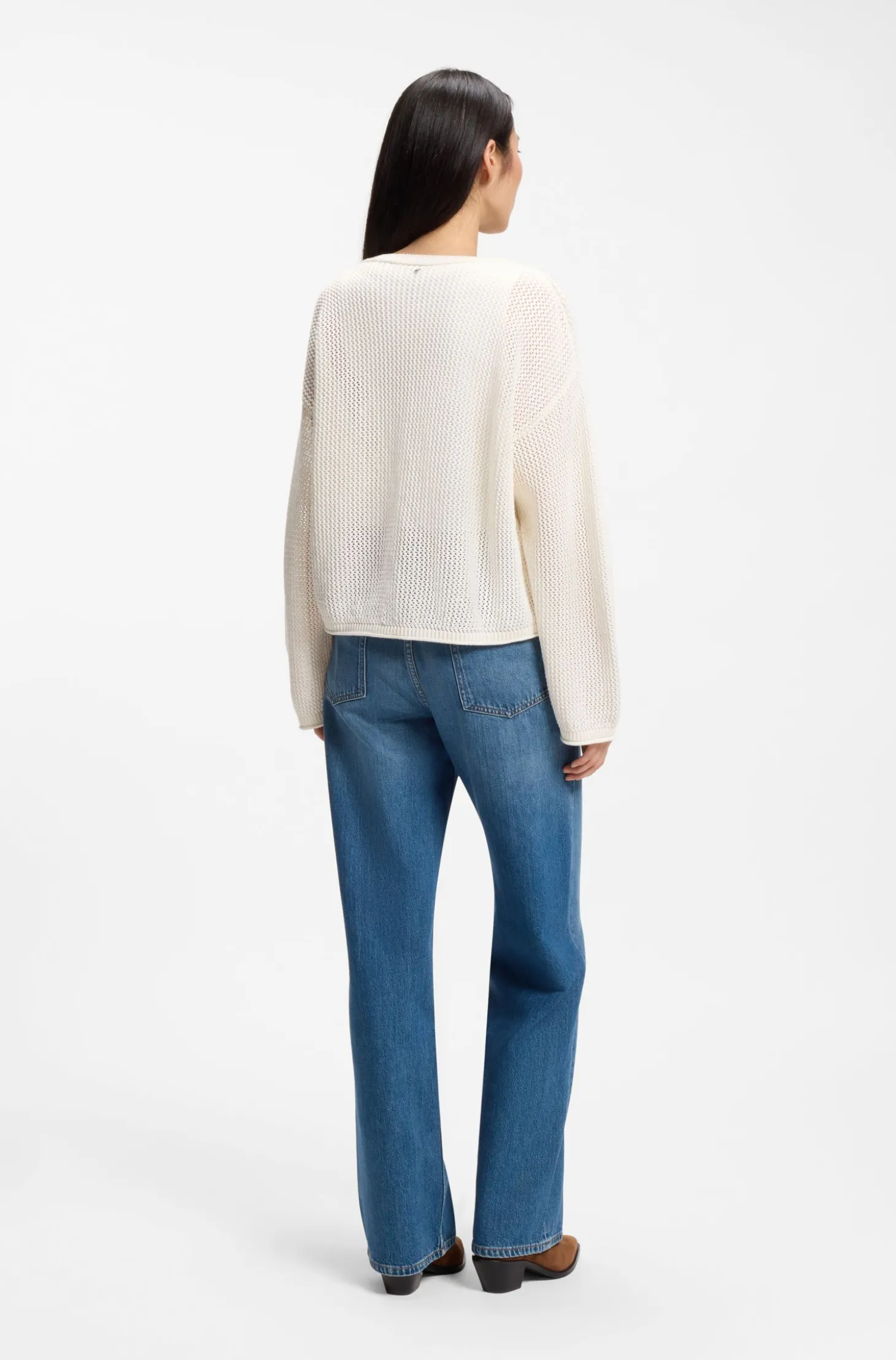 Relaxed-Fit Pullover aus Baumwolle mit Mesh-Struktur