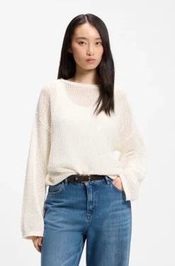 Relaxed-Fit Pullover aus Baumwolle mit Mesh-Struktur