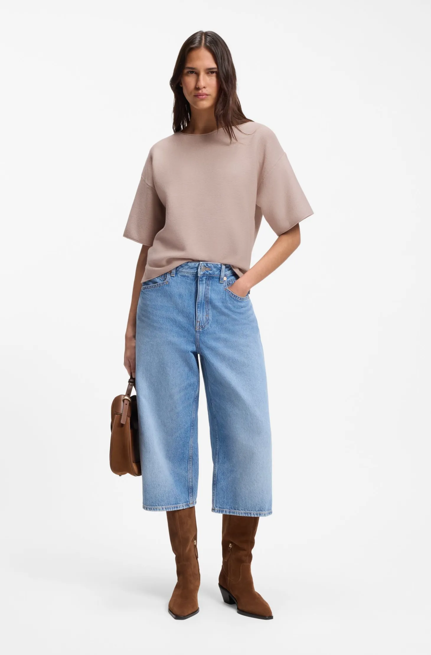 Relaxed-Fit Pullover aus Baumwolle mit Schurwolle