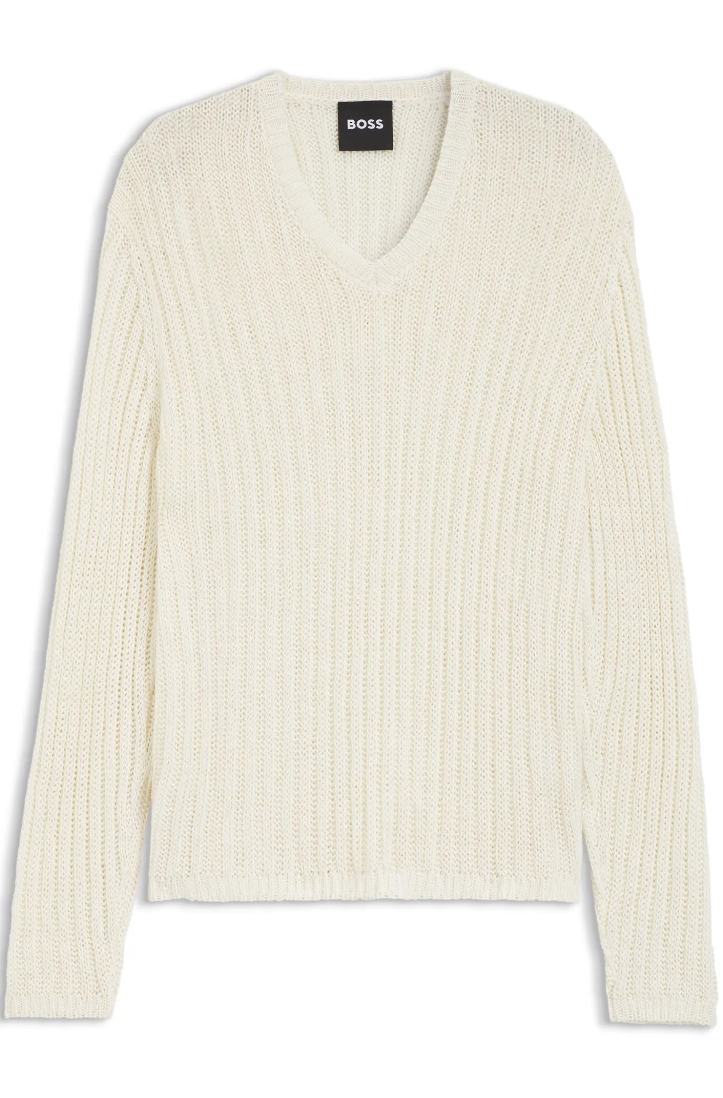 Relaxed-Fit Pullover aus Leinen mit Rippstrick