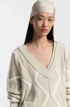 Relaxed-Fit Pullover aus Schurwolle Aran-Strickmuster