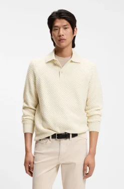 Relaxed-Fit Pullover aus strukturiertem Kaschmir mit Polokragen