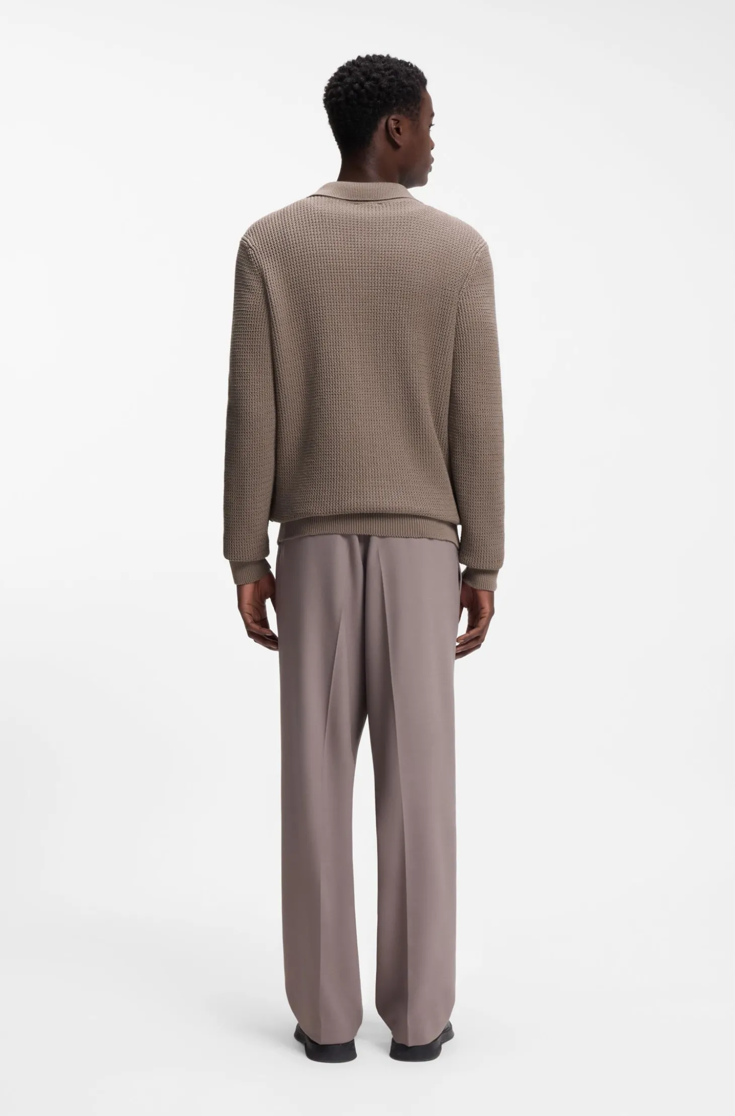Relaxed-Fit Pullover aus strukturierter Baumwolle mit Polokragen