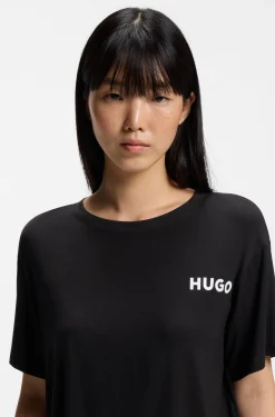 Relaxed-Fit Pyjama-Shirt aus Stretch-Jersey mit kontrastfarbenem Logo
