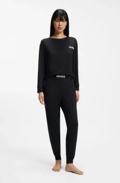 Relaxed-Fit Pyjama-Top aus Stretch-Jersey mit Logo-Print