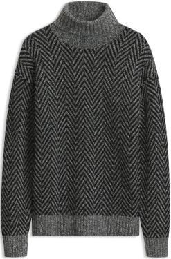 Relaxed-Fit Rollkragenpullover mit Fischgrätmuster