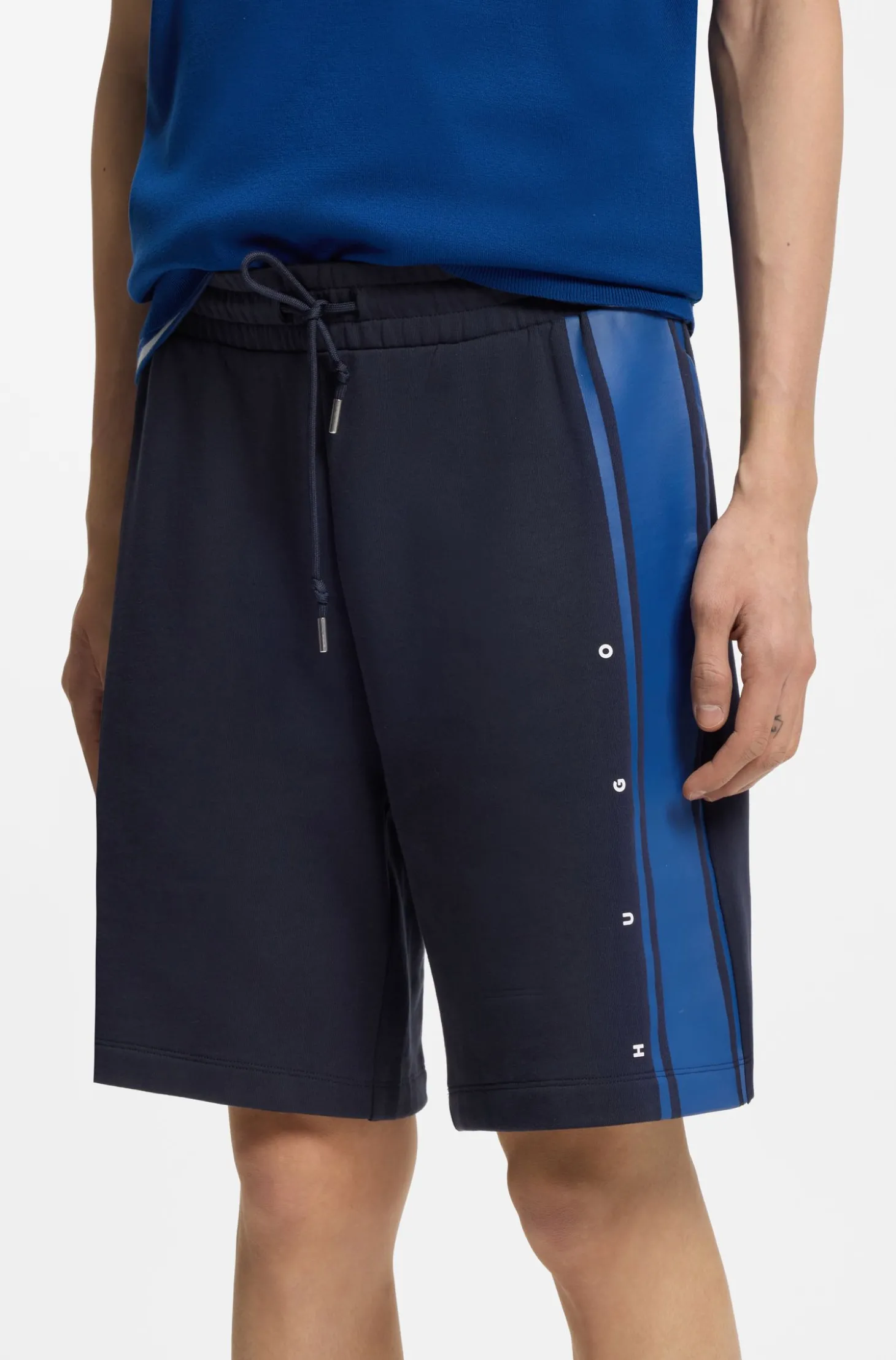 Relaxed-Fit Shorts aus Baumwoll-Terry mit Seitenstreifen