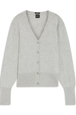 Relaxed-Fit Strickjacke aus Kaschmir mit gerippten Bündchen