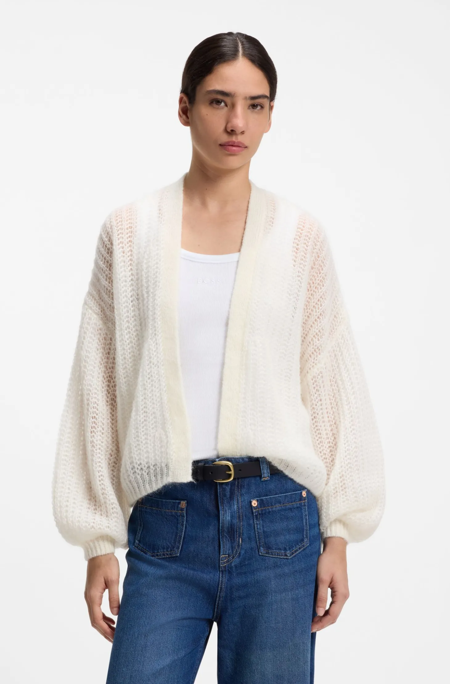 Relaxed-Fit Strickjacke mit offener Strickstruktur