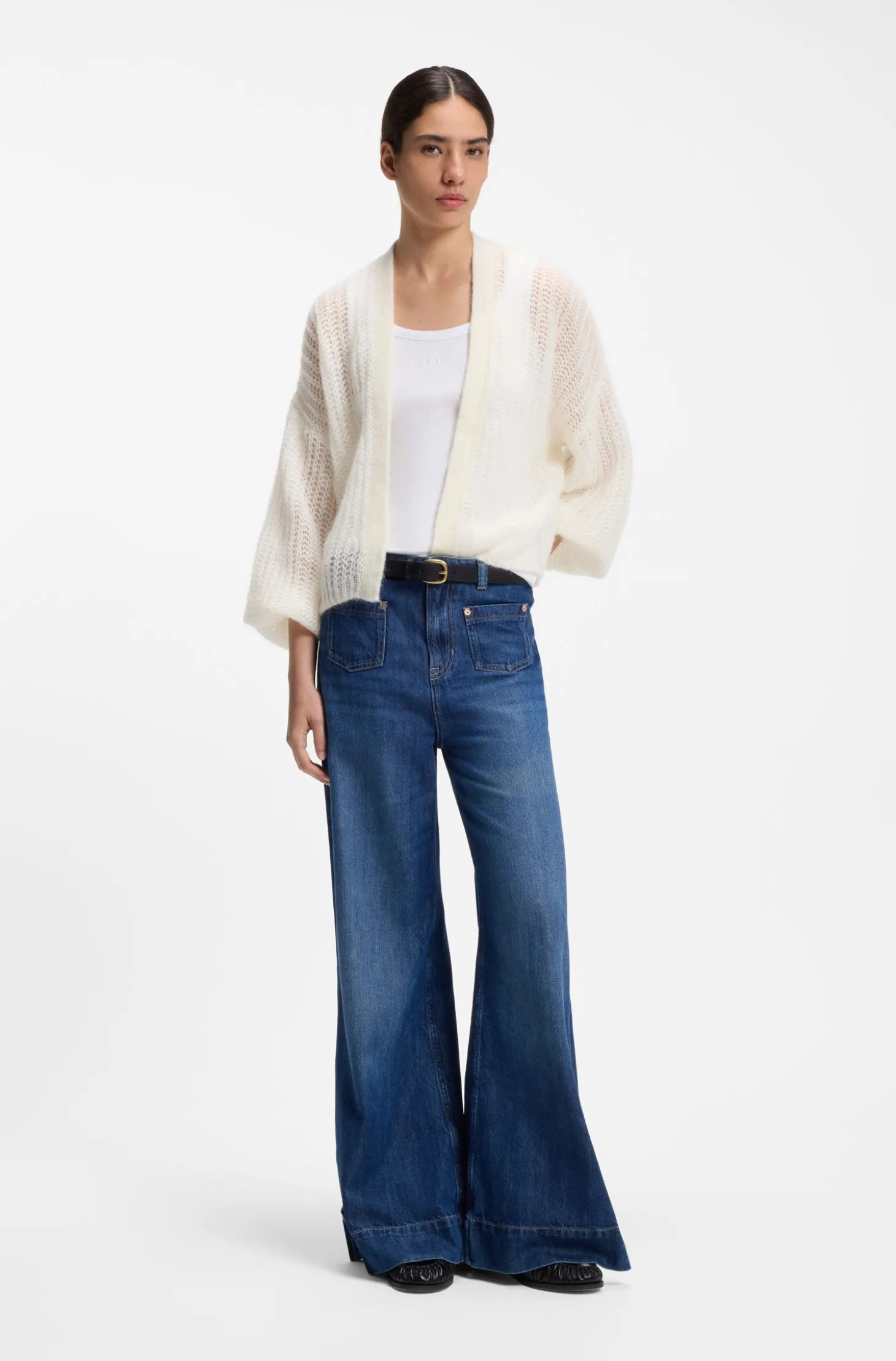Relaxed-Fit Strickjacke mit offener Strickstruktur