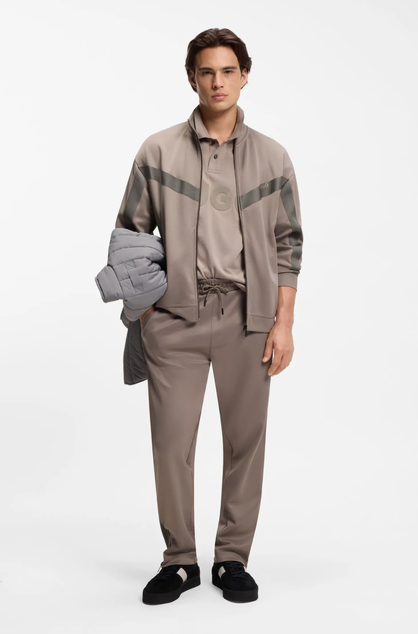Relaxed-Fit Sweatjacke mit Reißverschluss und Chevron-Tape