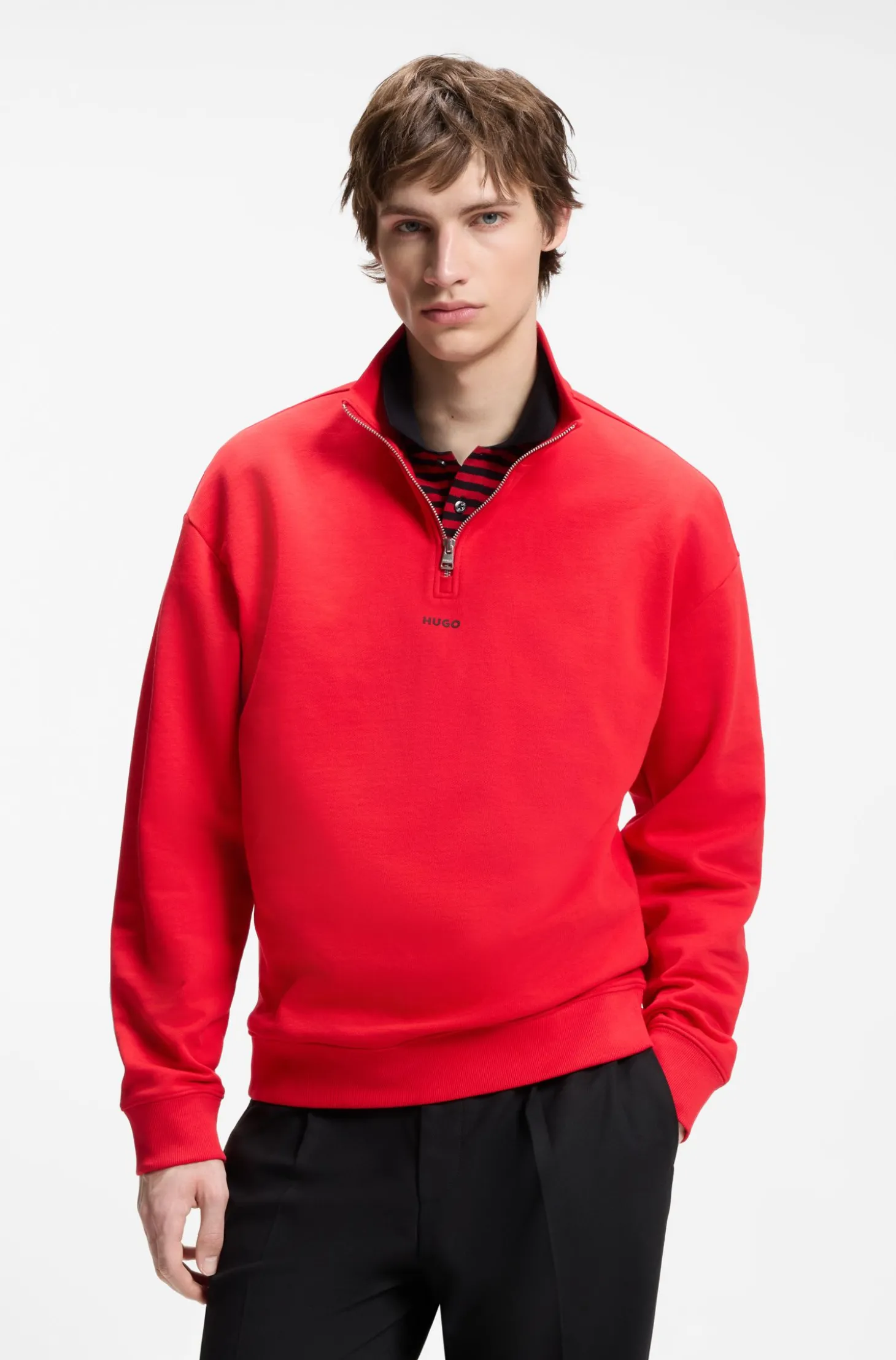 Relaxed-Fit Sweatshirt aus Baumwolle mit Troyerkragen