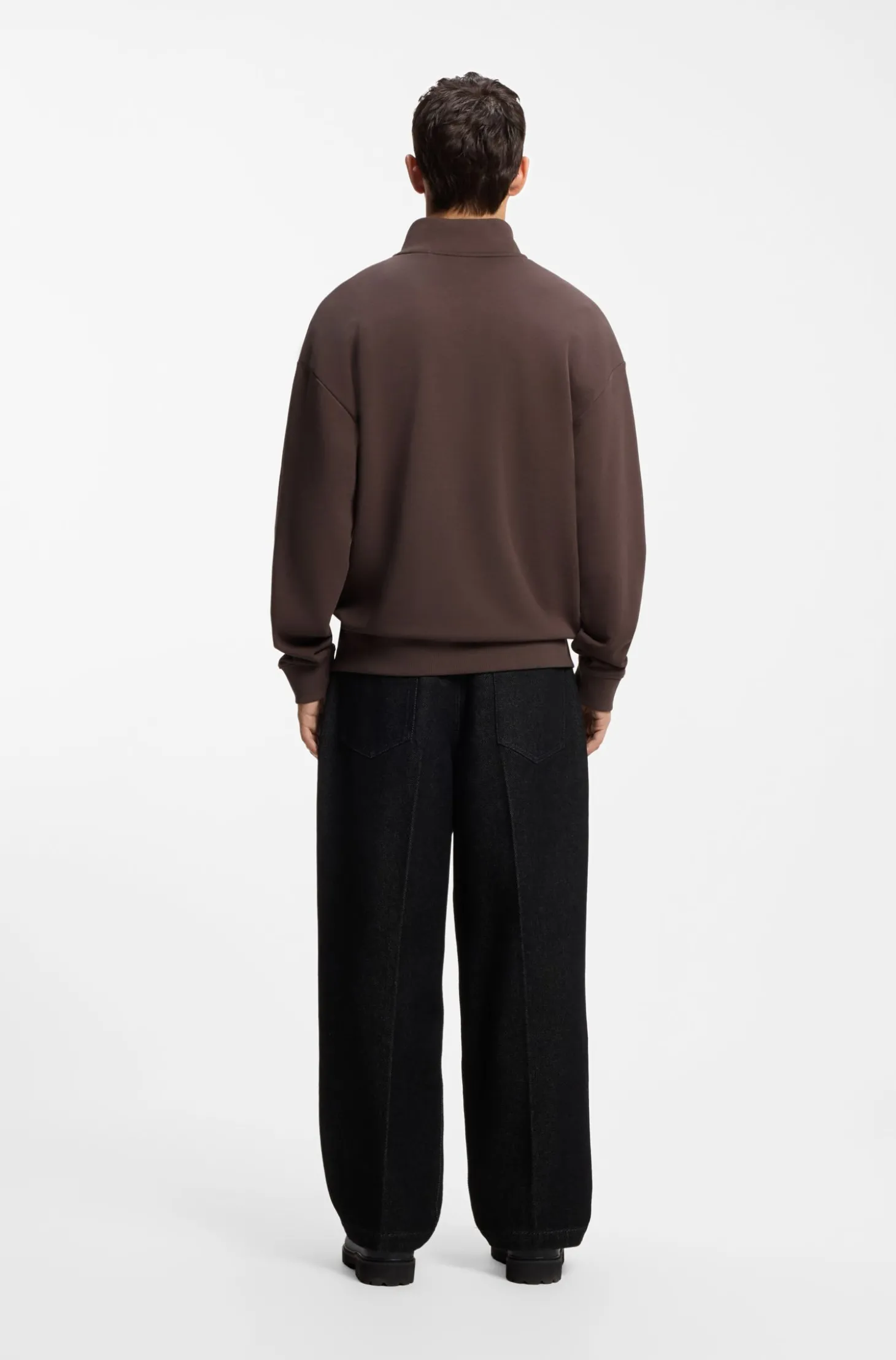 Relaxed-Fit Sweatshirt aus Baumwolle mit Troyerkragen