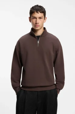 Relaxed-Fit Sweatshirt aus Baumwolle mit Troyerkragen