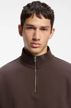 Relaxed-Fit Sweatshirt aus Baumwolle mit Troyerkragen