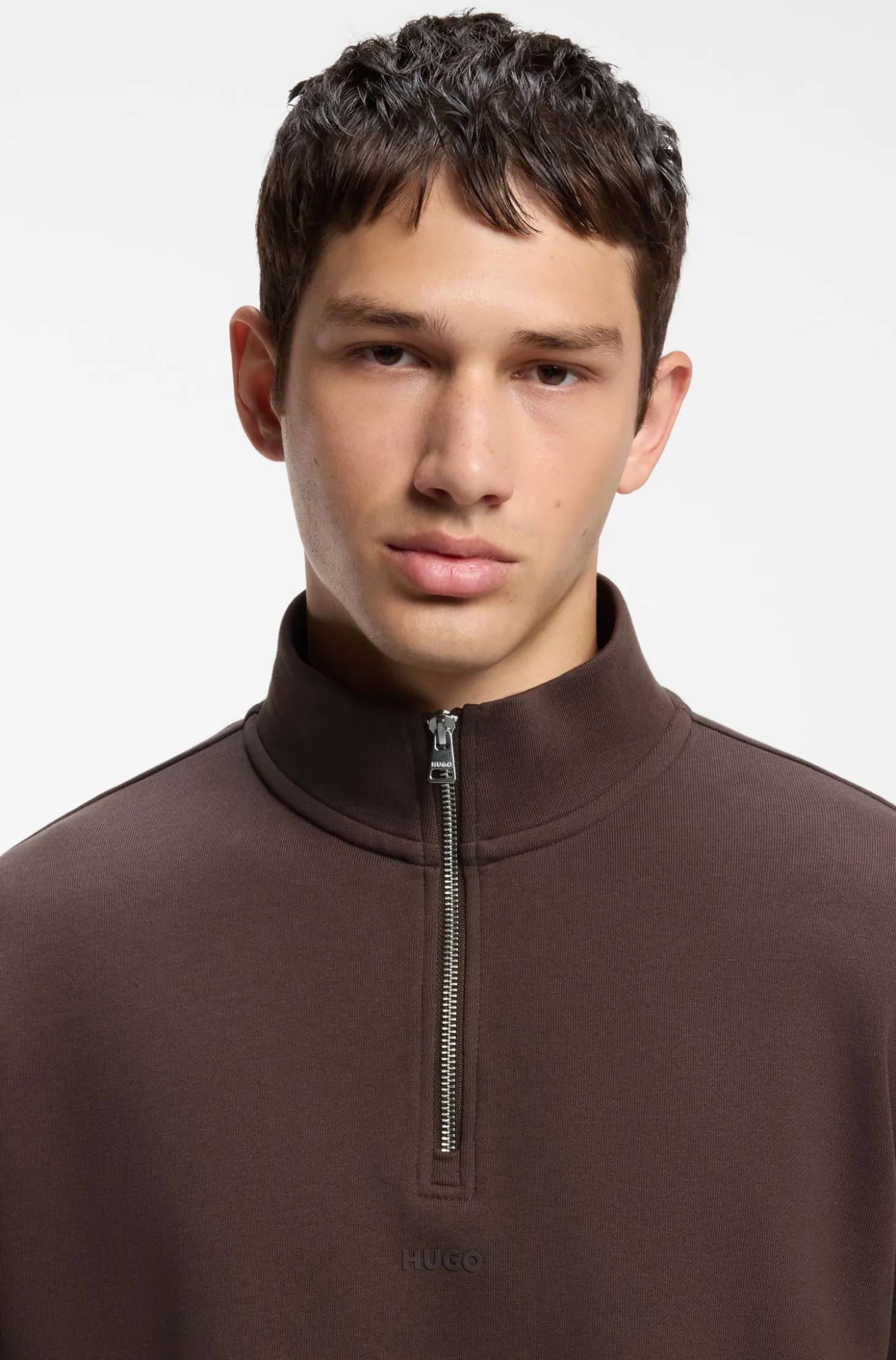 Relaxed-Fit Sweatshirt aus Baumwolle mit Troyerkragen