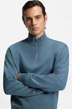 Relaxed-Fit Sweatshirt aus Baumwolle mit Troyerkragen