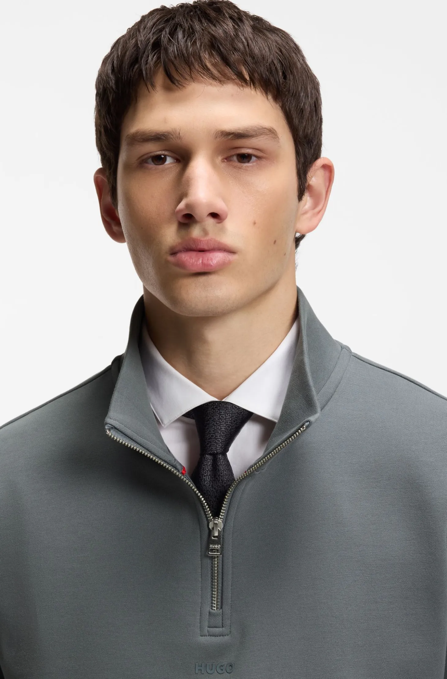 Relaxed-Fit Sweatshirt aus Baumwolle mit Troyerkragen