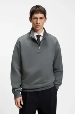 Relaxed-Fit Sweatshirt aus Baumwolle mit Troyerkragen