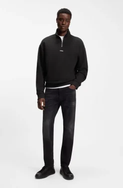 Relaxed-Fit Sweatshirt aus Baumwolle mit Troyerkragen