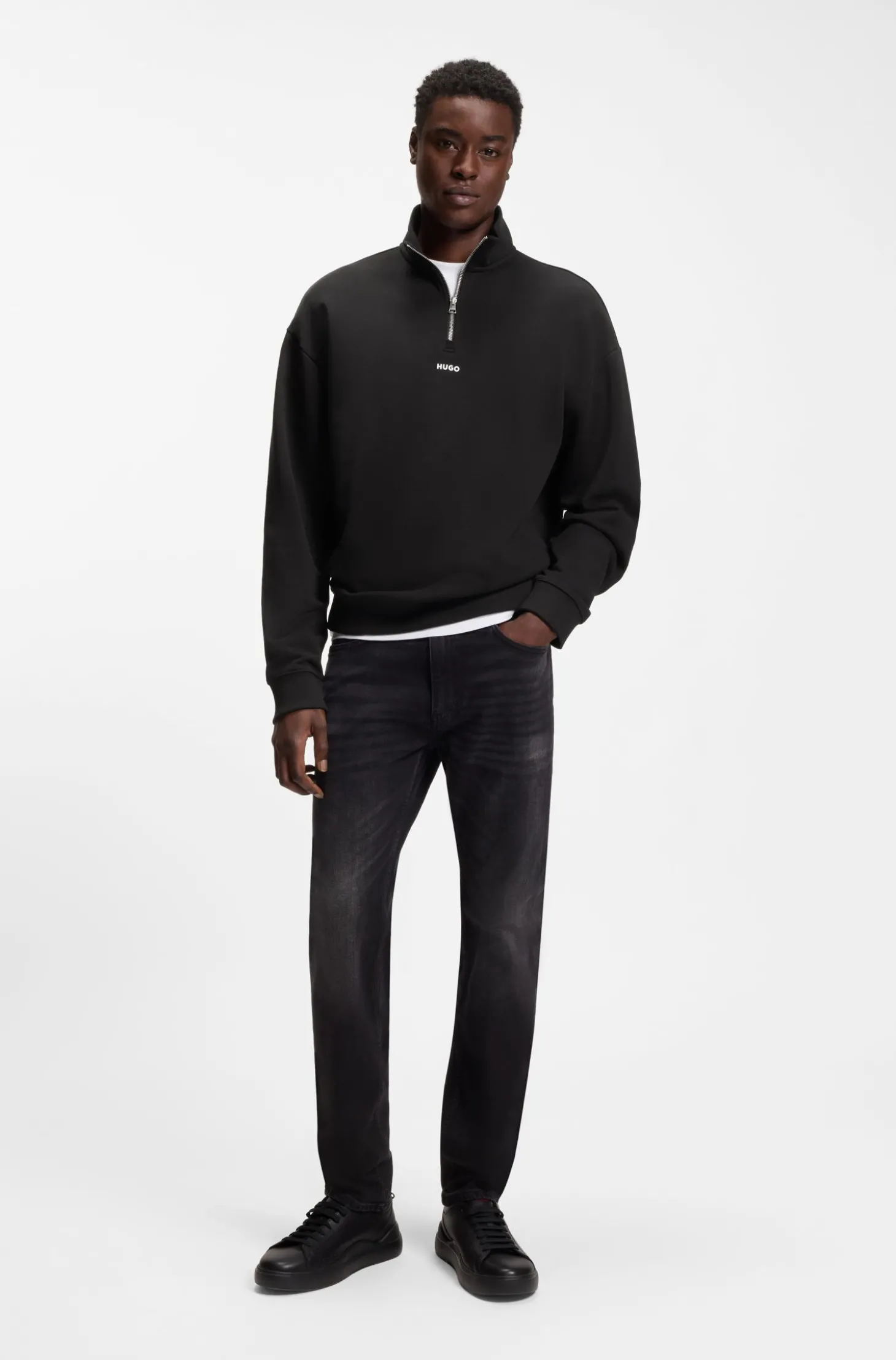 Relaxed-Fit Sweatshirt aus Baumwolle mit Troyerkragen