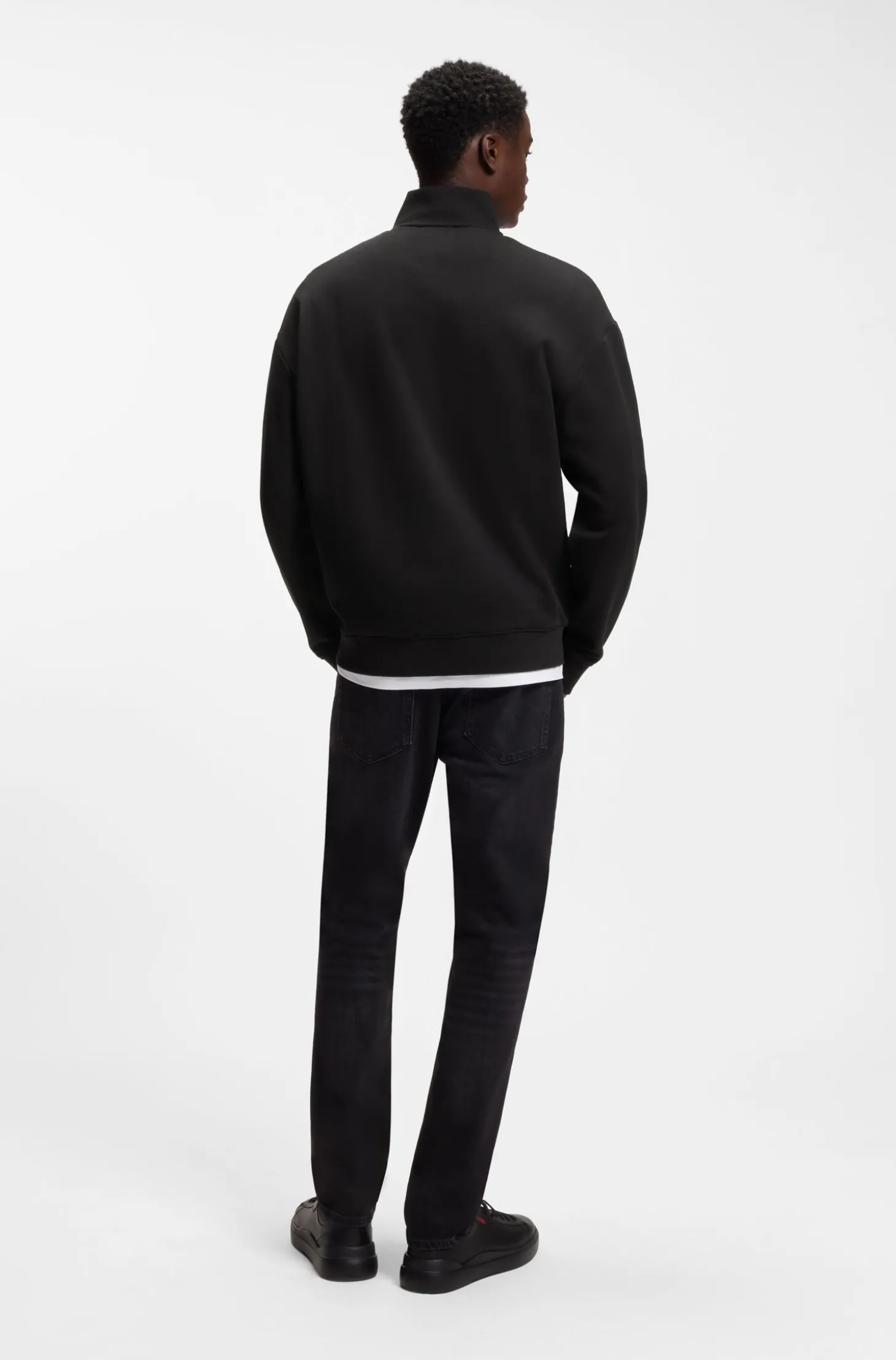Relaxed-Fit Sweatshirt aus Baumwolle mit Troyerkragen
