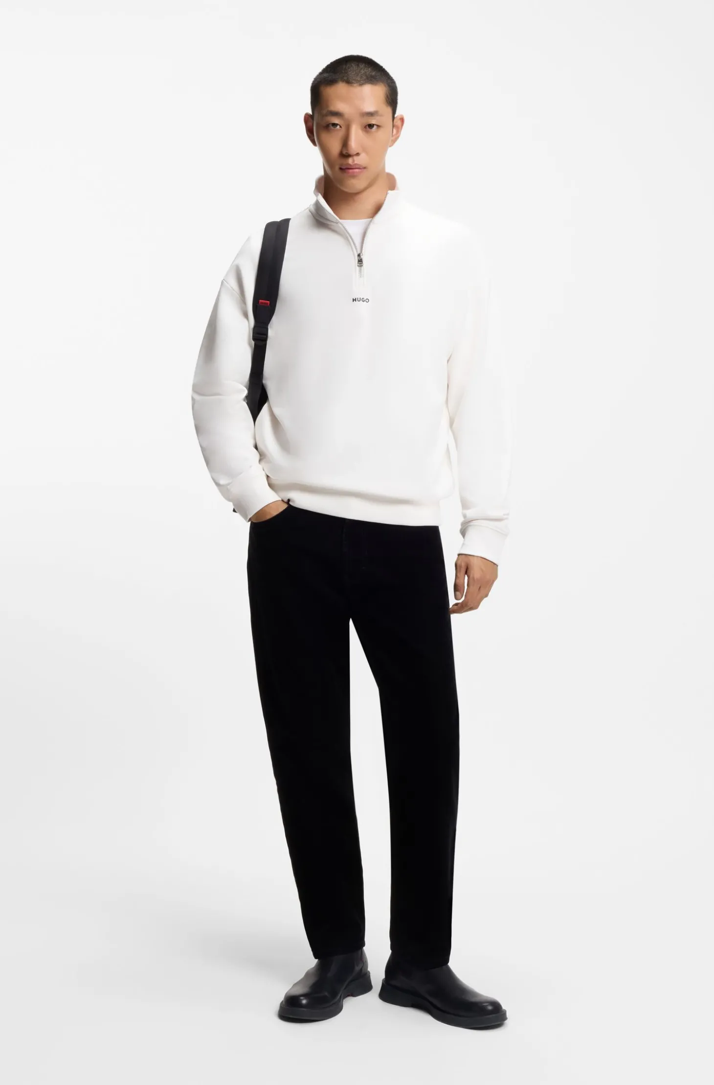 Relaxed-Fit Sweatshirt aus Baumwolle mit Troyerkragen