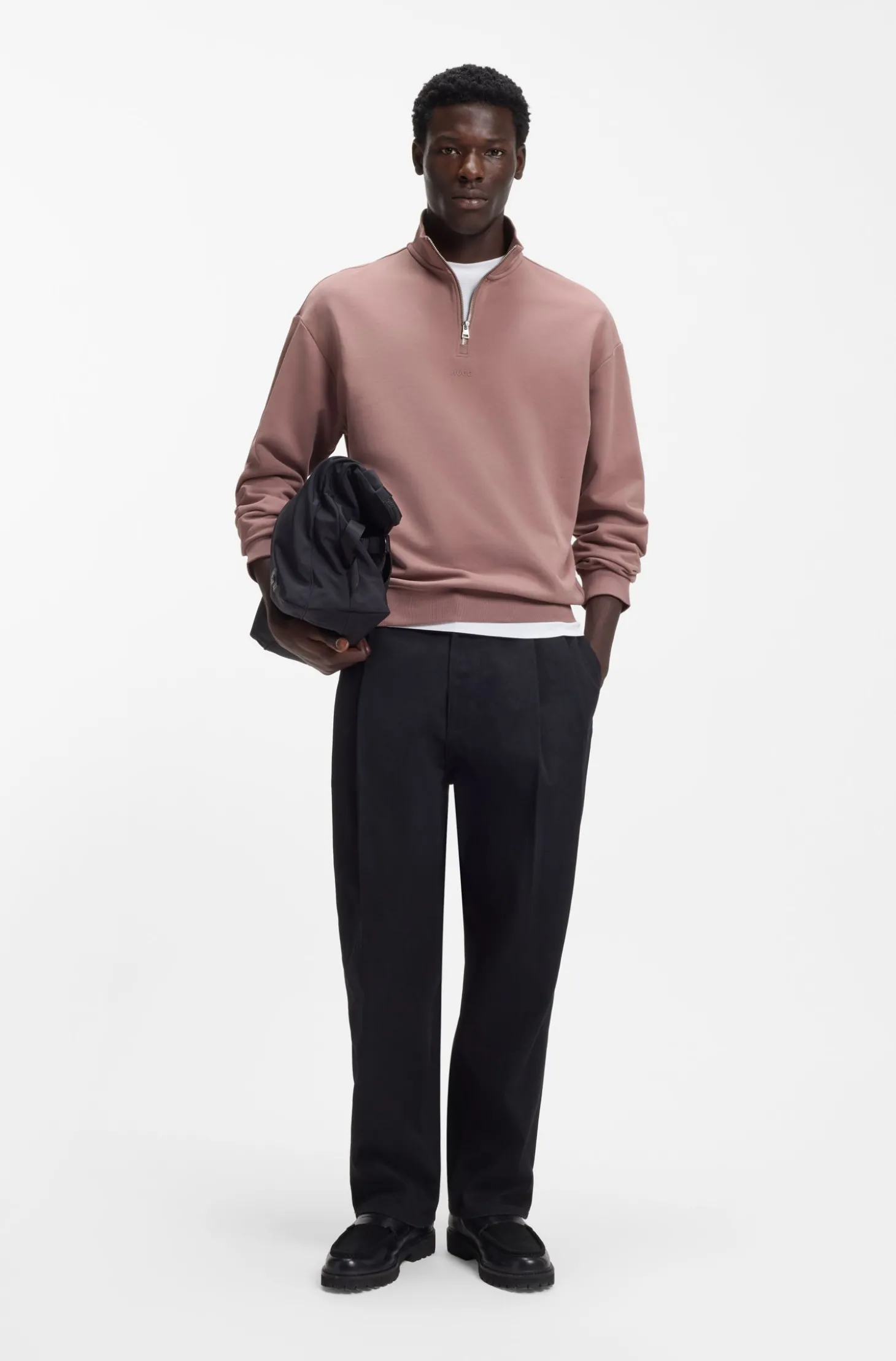Relaxed-Fit Sweatshirt aus Baumwolle mit Troyerkragen