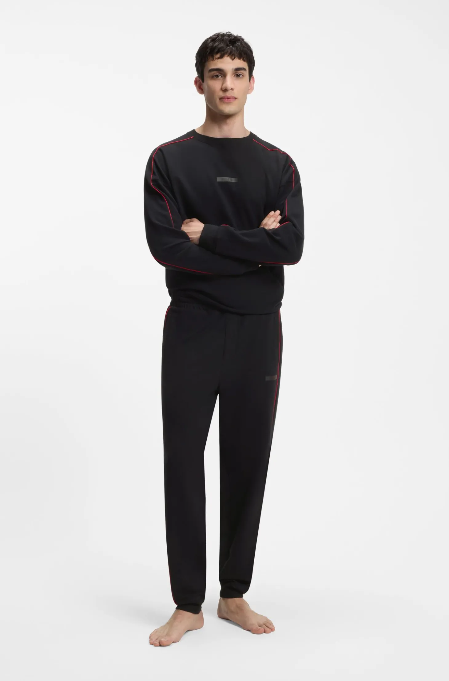 Relaxed-Fit Sweatshirt aus Stretch-Baumwolle mit kontrastfarbenen Paspeln