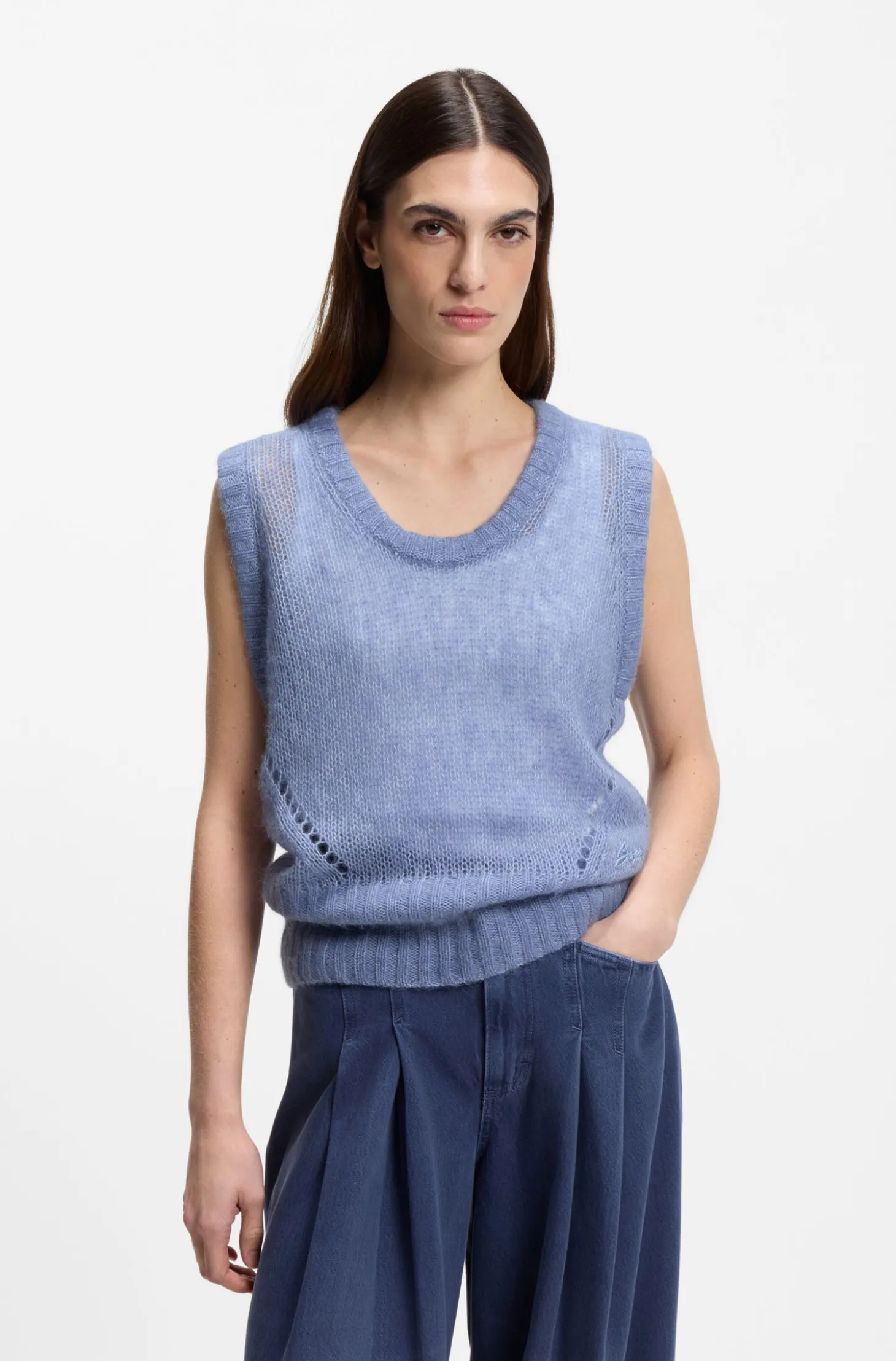 Relaxed-Fit Top mit großmaschiger Strick-Struktur