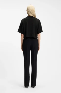 Relaxed-Fit T-Shirt aus Baumwolle in Cropped-Länge mit Nacken-Logo