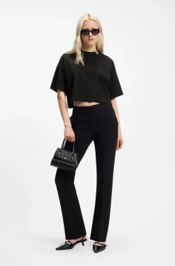 Relaxed-Fit T-Shirt aus Baumwolle in Cropped-Länge mit Nacken-Logo