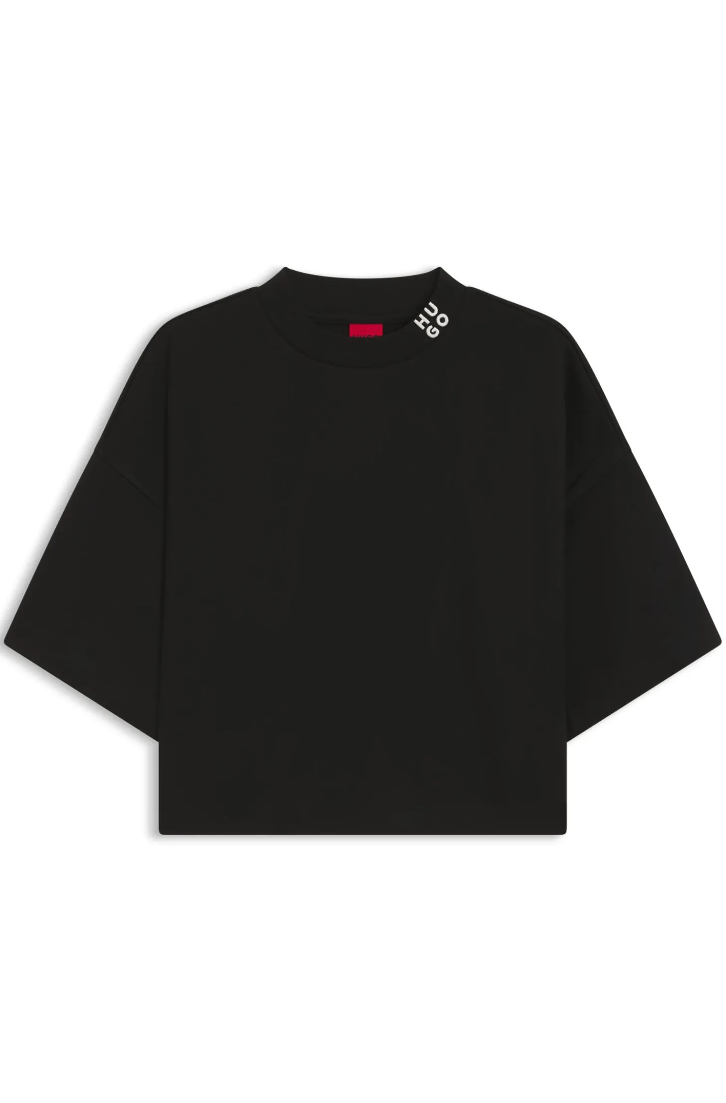 Relaxed-Fit T-Shirt aus Baumwolle in Cropped-Länge mit Nacken-Logo