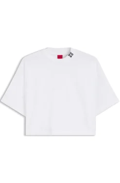 Relaxed-Fit T-Shirt aus Baumwolle in Cropped-Länge mit Nacken-Logo