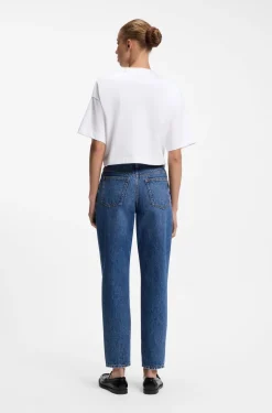 Relaxed-Fit T-Shirt aus Baumwolle in Cropped-Länge mit Nacken-Logo