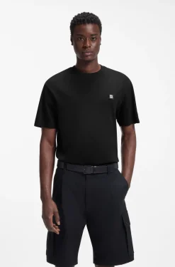 Relaxed-Fit T-Shirt aus Interlock-Baumwolle mit bestickten Schultern