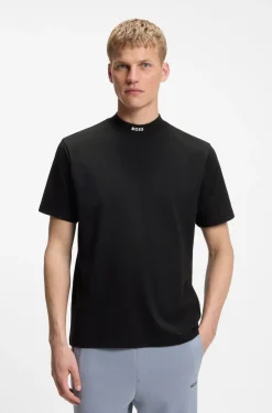 Relaxed-Fit T-Shirt aus Stretch-Baumwolle mit Stehkragen