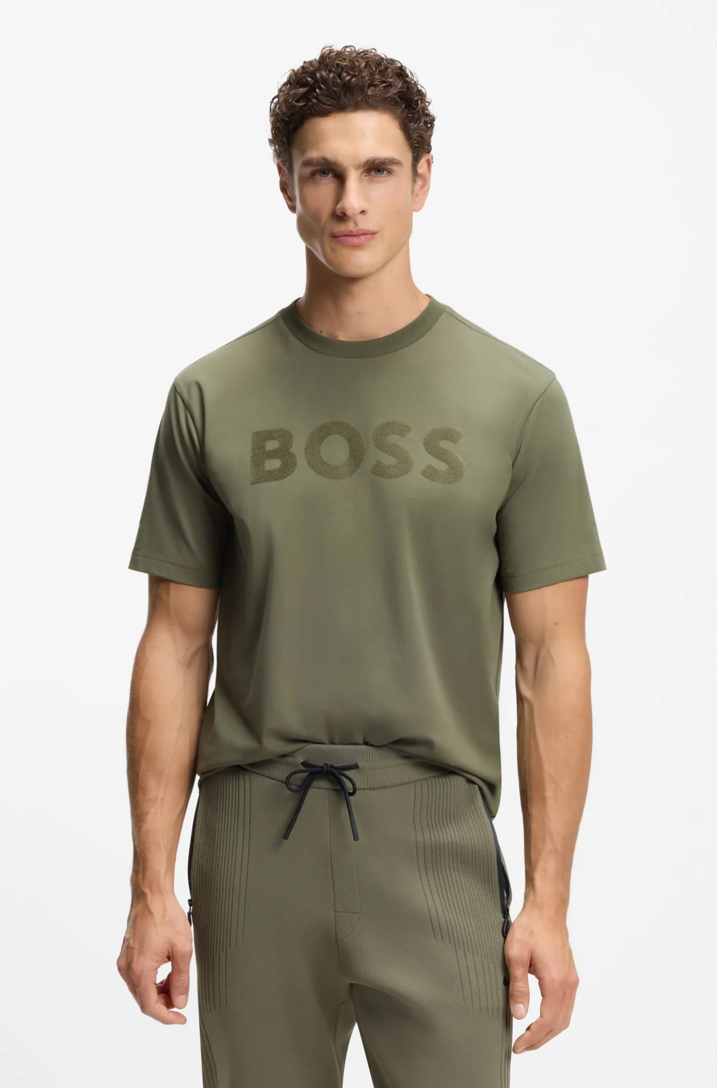 Relaxed-Fit T-Shirt aus Stretch-Baumwolle mit tonalem Logo