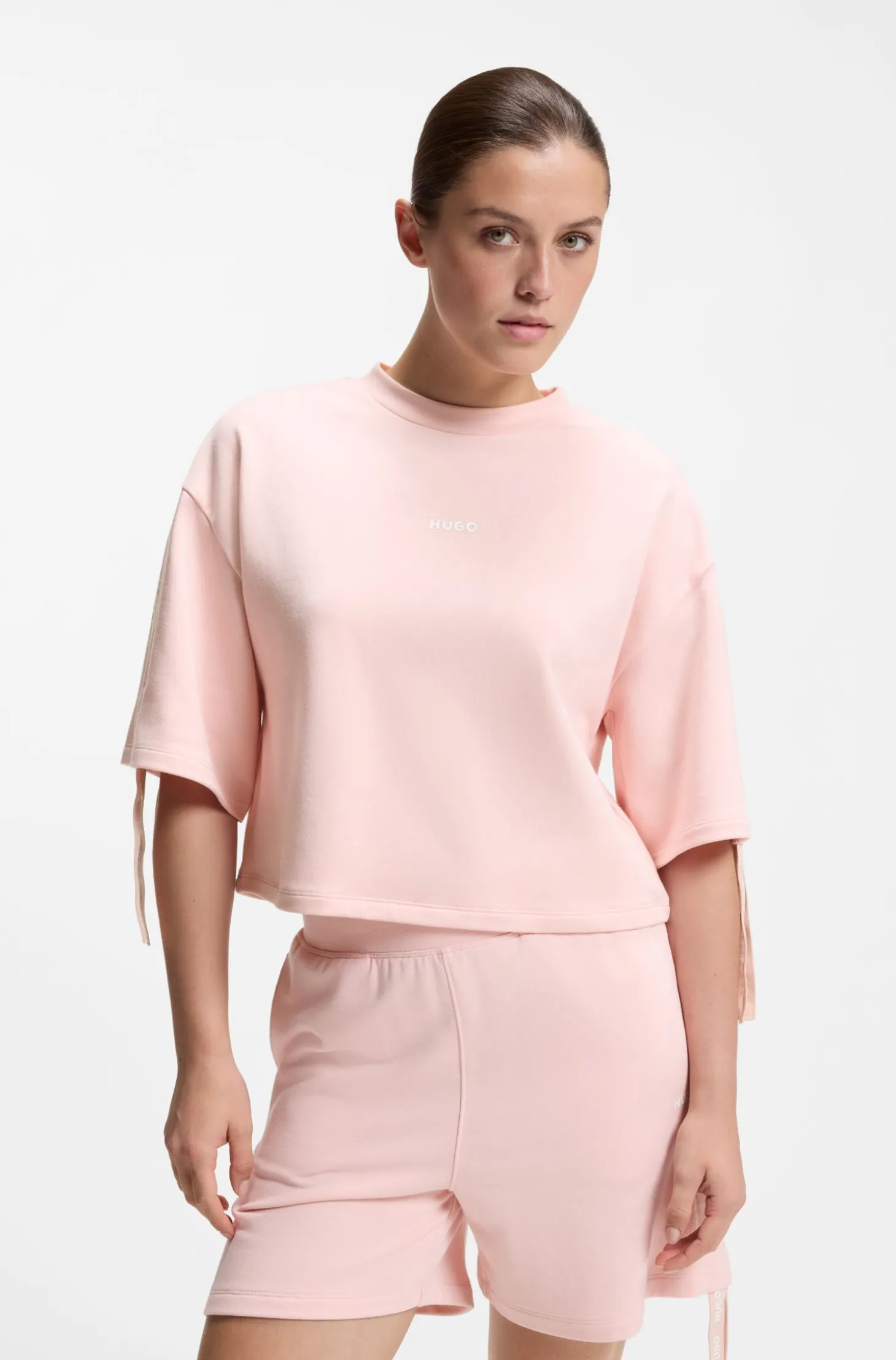 Relaxed-Fit T-Shirt mit gerafften Ärmeln