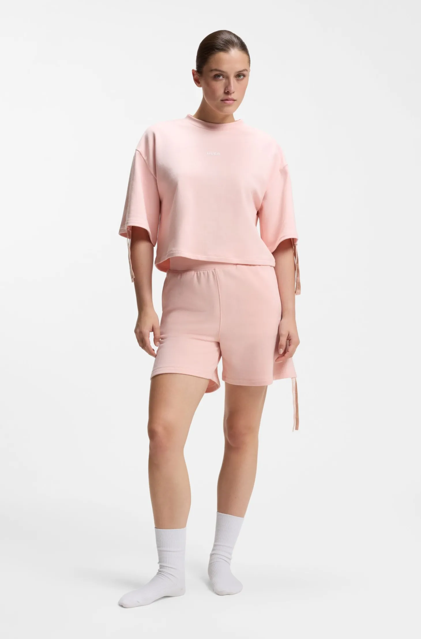 Relaxed-Fit T-Shirt mit gerafften Ärmeln