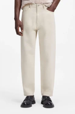 Relaxed Tapered-Fit Jeans aus Denim in Ecru