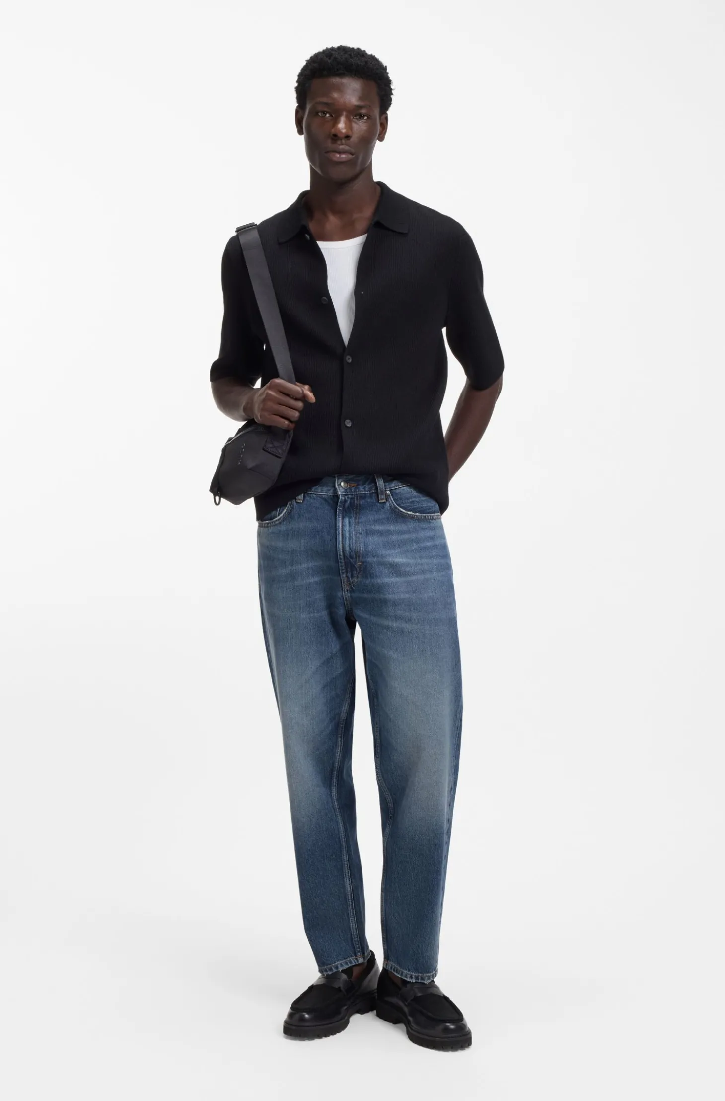 Relaxed Tapered-Fit Jeans aus ägyptischem Baumwoll-Denim in Blau